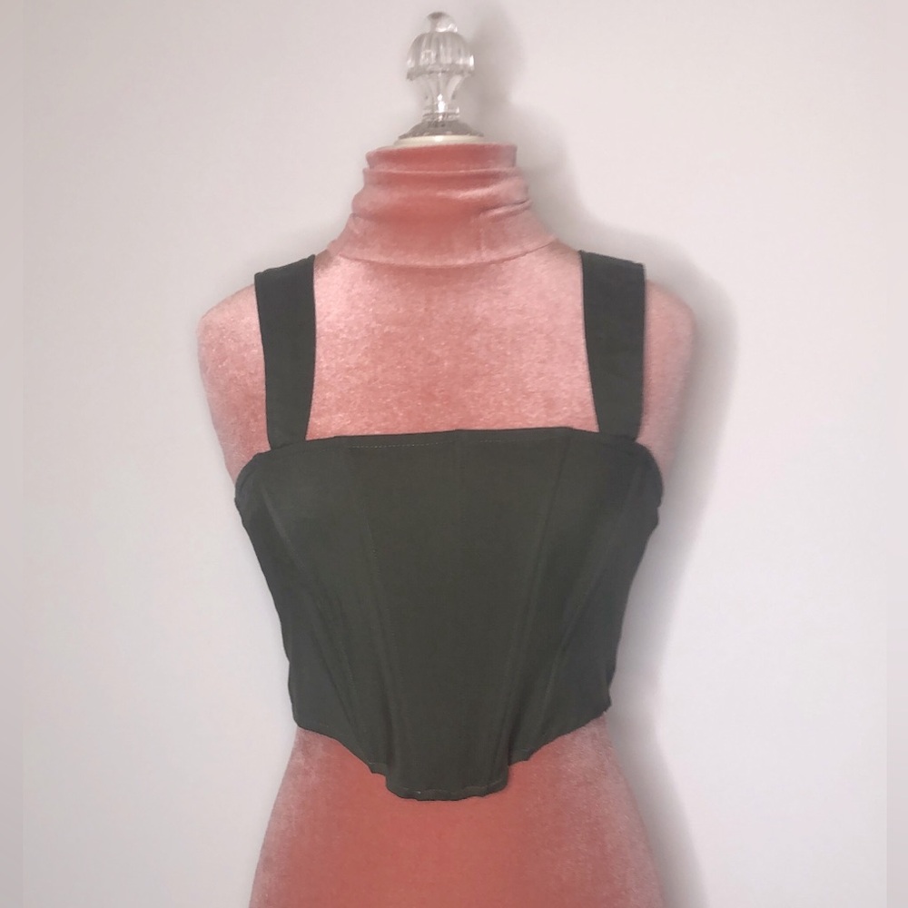 Forever 21 Corset Crop Tank Top Dark Green Women’s size  M